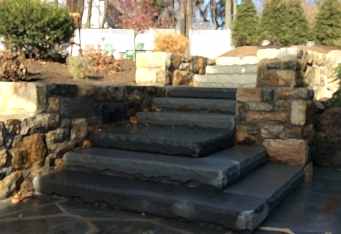 Stone Masonry Stairs lead you through this Basking Ridge NJ landscape design