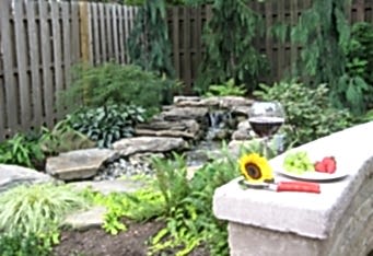 A Water Feature completes the landscaping in Westfield NJ