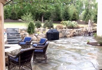 A Basking Ridge NJ Bluestone Patio completes the newly designed landscape