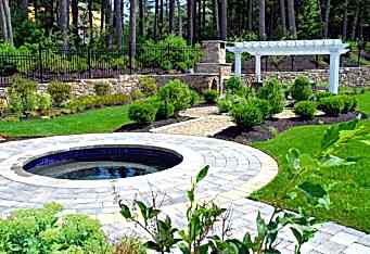 Custom Spa and Pergola in a high-end landscape design